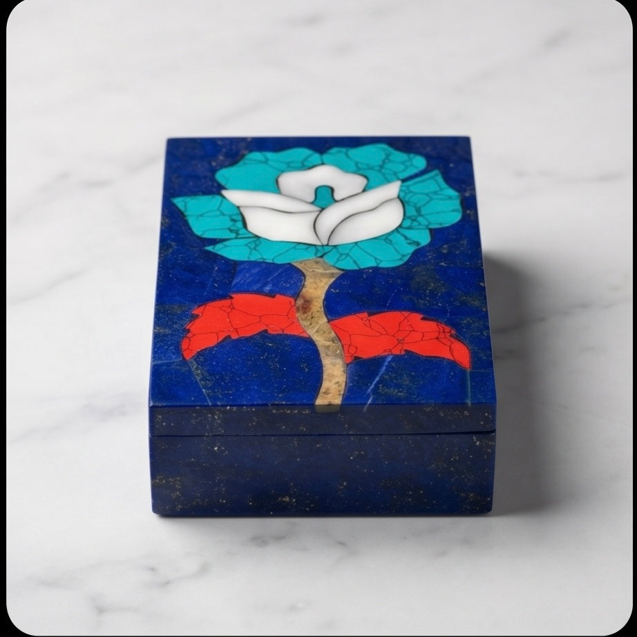 Lapis Royal Treasure Box – Handgjord Smyckesask i Äkta Lapis Lazuli