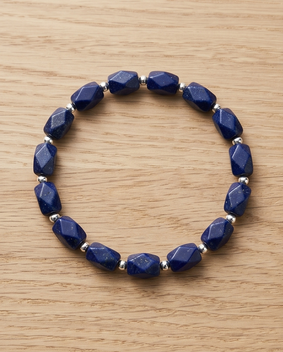 Kratos Lapis – Handgjort Herrarmband i Facetterad Lapis Lazuli