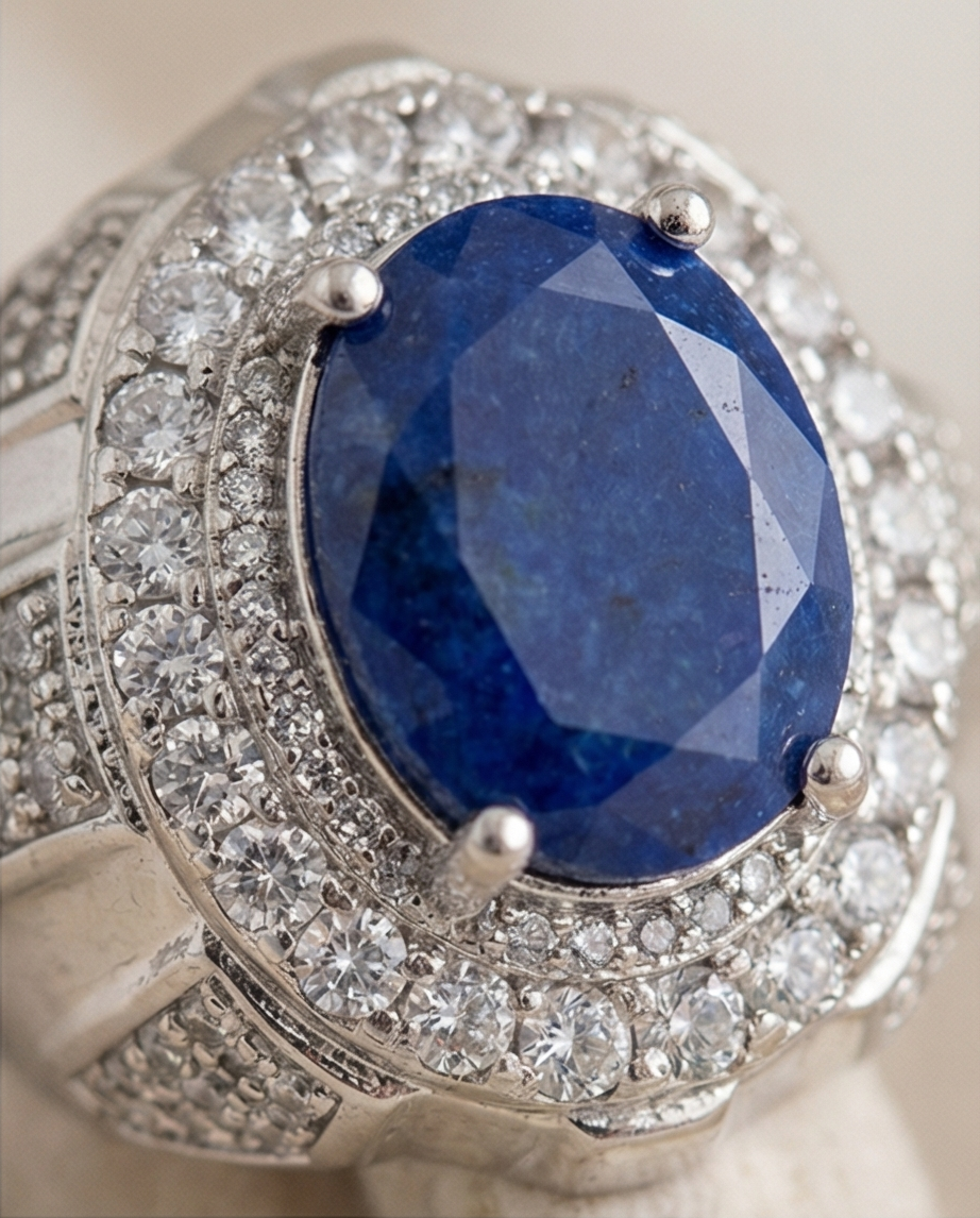Arctic Lapis Ring i Äkta Silver 925 – Klassisk Elegans med Gnistrande Detaljer