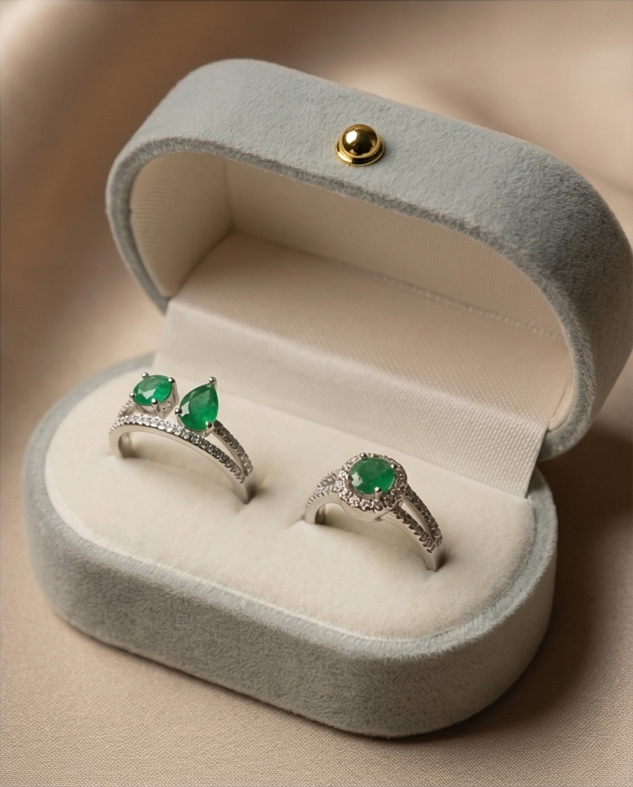 Smaragd Ring i Äkta Silver 925 – Tidlös Elegans