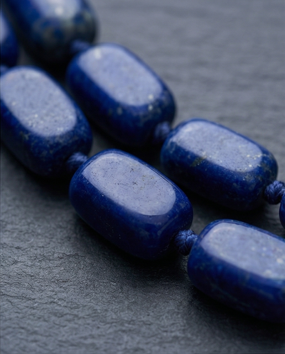 Obsidia Blue – Handgjort Halsband i Mörkblå Lapis Lazuli