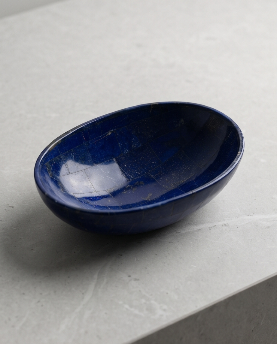 Lapis Azure Ellipse – Handgjord Mosaikskål i Äkta Lapis Lazuli