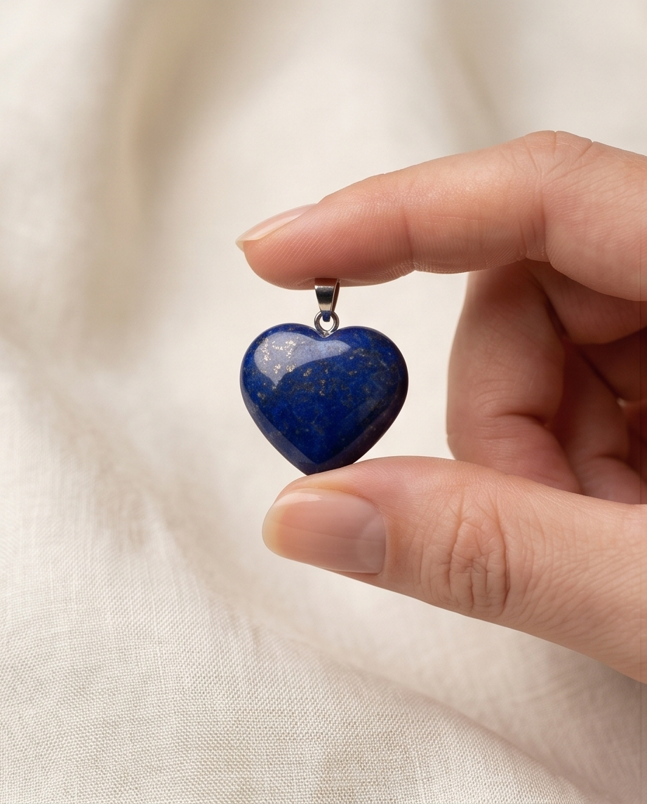 Lapis Azure Heart – Handgjort Hjärtformat Hänge i Äkta Lapis Lazuli & Silver