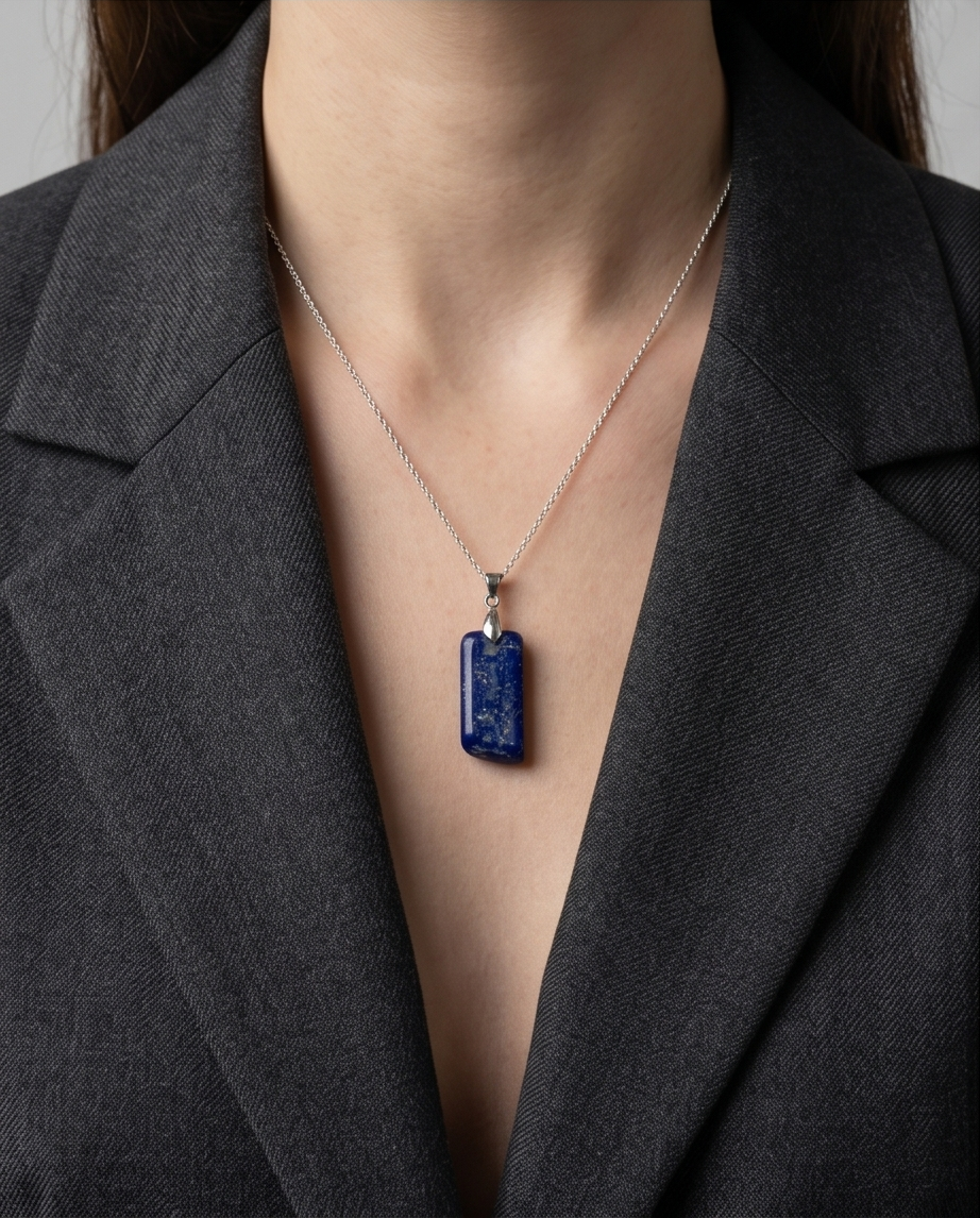 Lapis Medallion Aura – Handgjort Runt Hänge i Äkta Lapis Lazuli & Silver