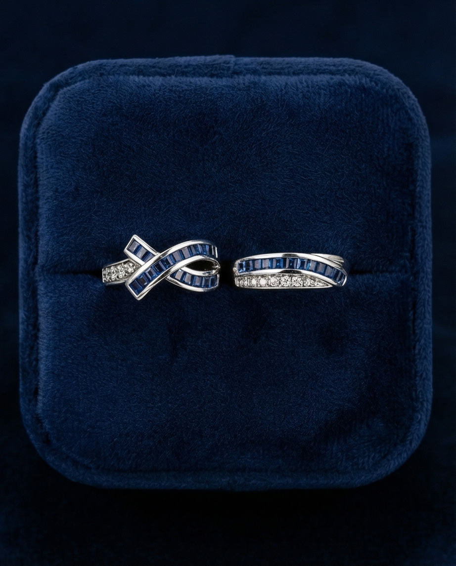 Damring med Blå Safir i Äkta Silver 925