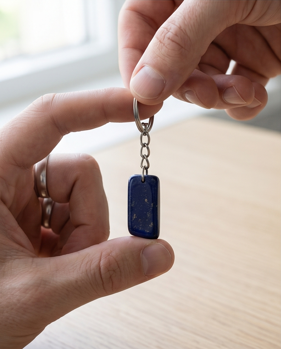 Amulet Lapis Key Ring – Handgjord lyckoaccessoar i äkta Lapis Lazuli