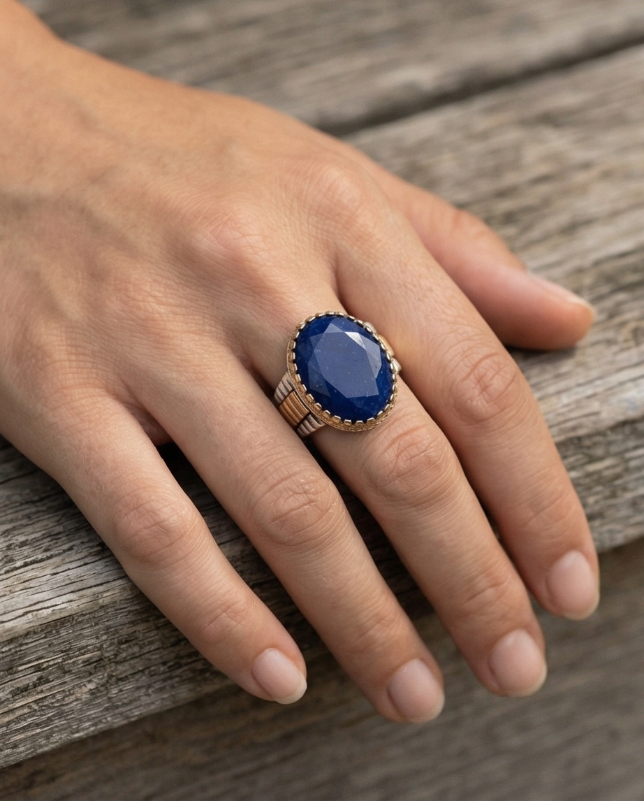 Lapis Orion – Silverring 925 med Fasettslipad Lapis Lazuli