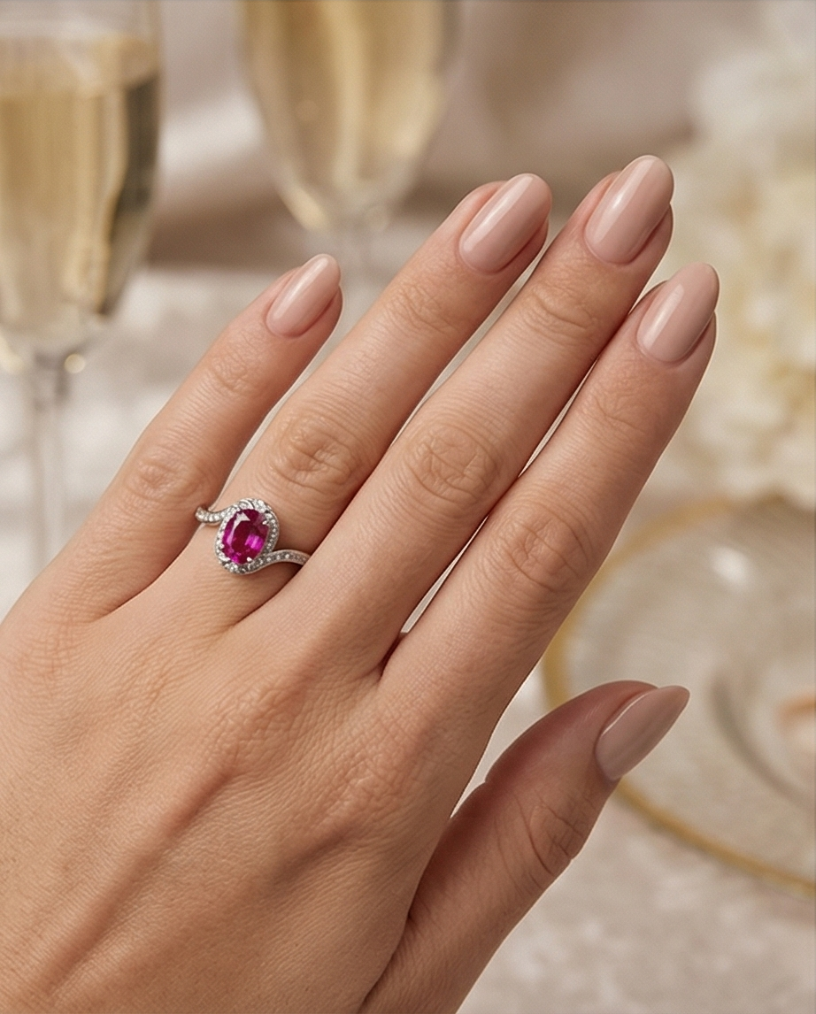 Aurora Rosa – Damring med Rosa Safir i Tidlös Design