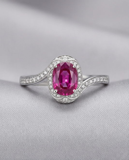 Aurora Rosa – Damring med Rosa Safir i Tidlös Design