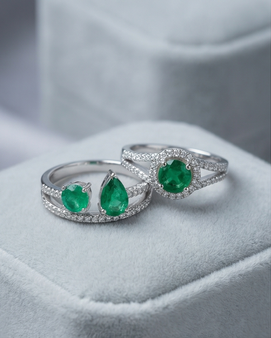 Smaragd Ring i Äkta Silver 925 – Tidlös Elegans