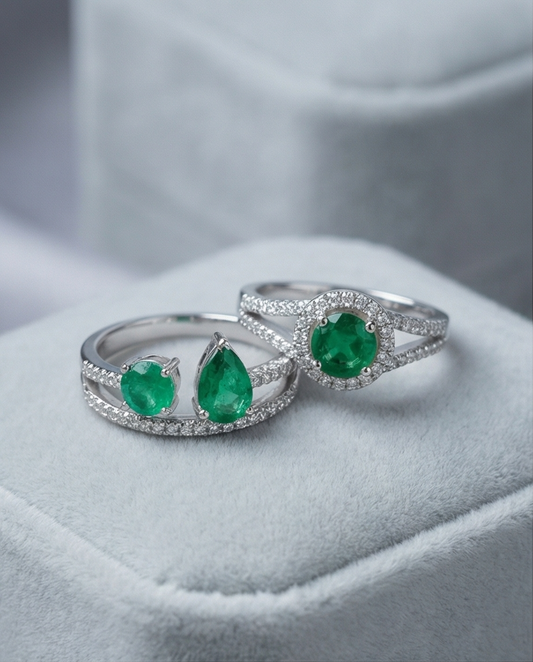 Smaragd Ring i Äkta Silver 925 – Tidlös Elegans