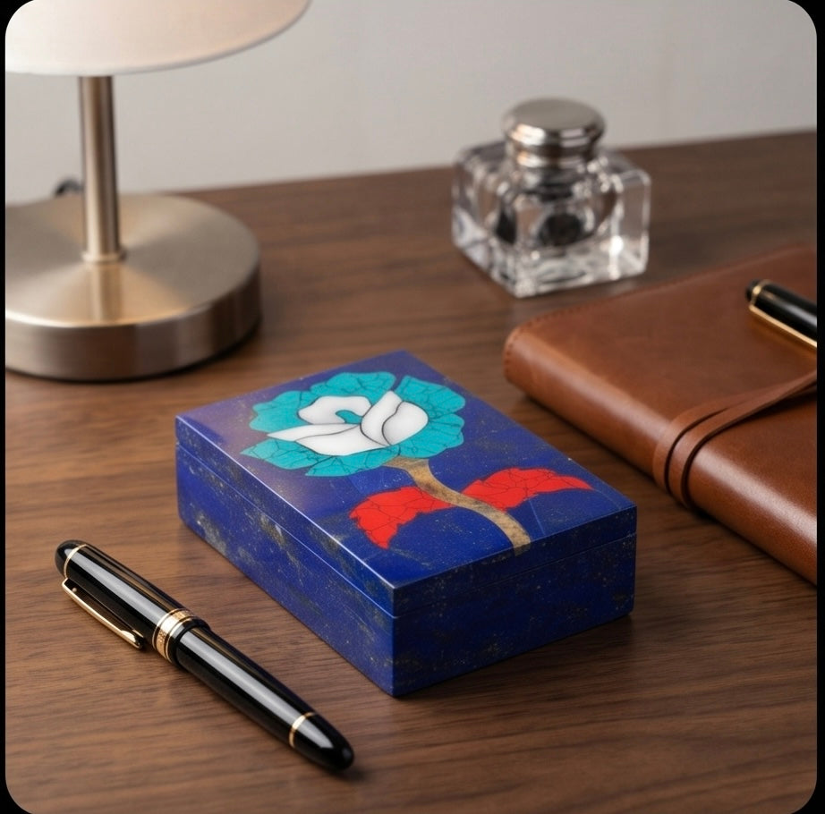 Lapis Royal Treasure Box – Handgjord Smyckesask i Äkta Lapis Lazuli