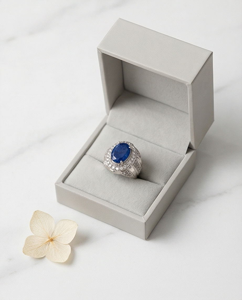 Arctic Lapis Ring i Äkta Silver 925 – Klassisk Elegans med Gnistrande Detaljer