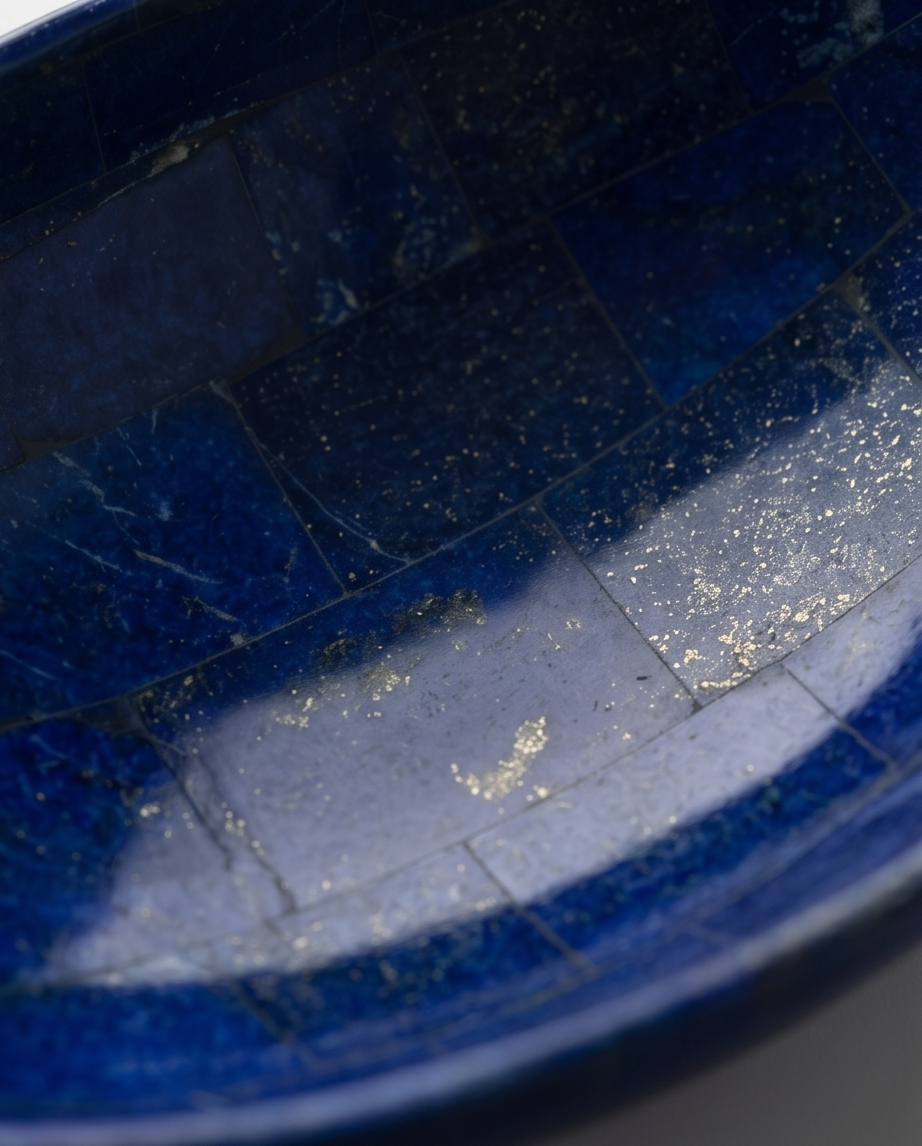 Lapis Azure Ellipse – Handgjord Mosaikskål i Äkta Lapis Lazuli