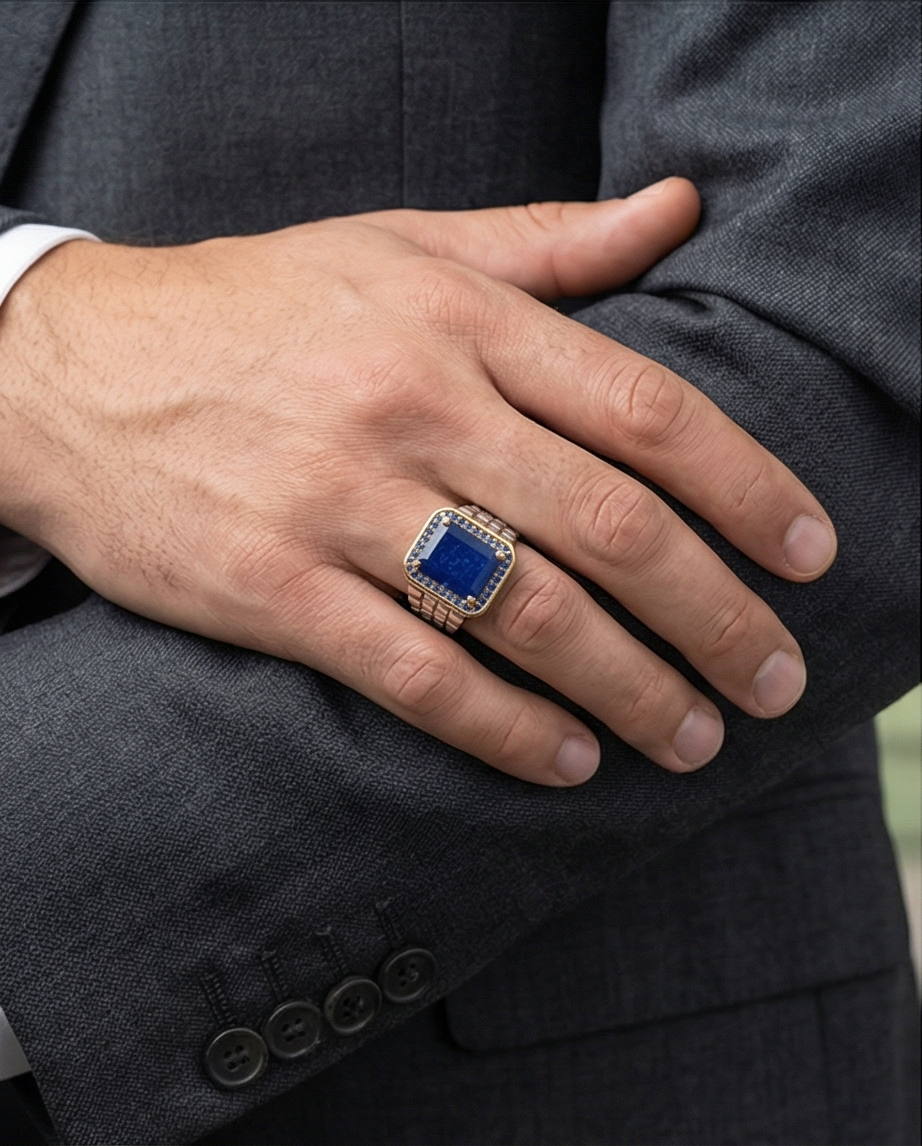 Midnight Lapis Ring – Blå Elegans i 925 Silver