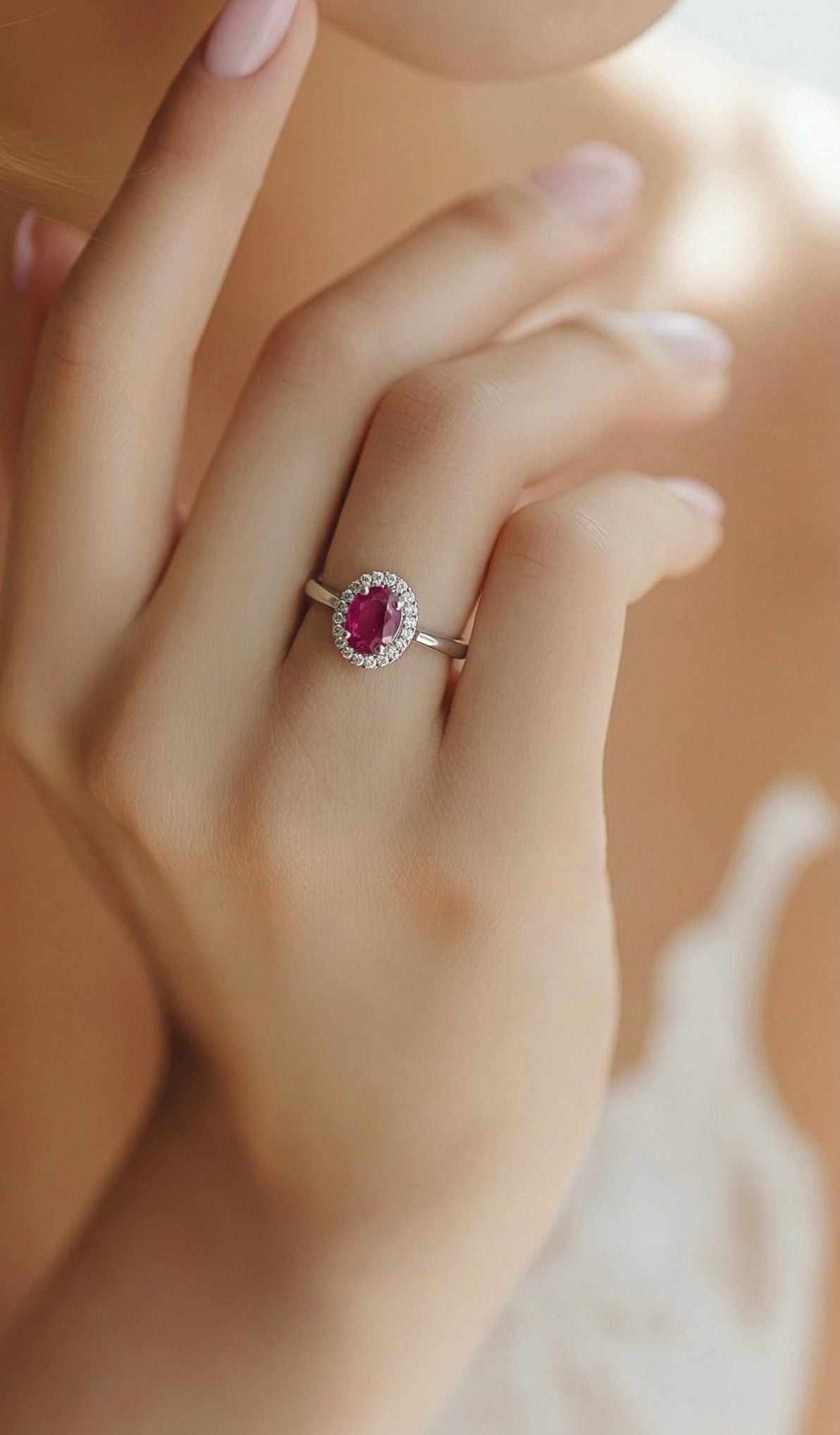 Damring med Rosa Safir i Äkta Silver 925