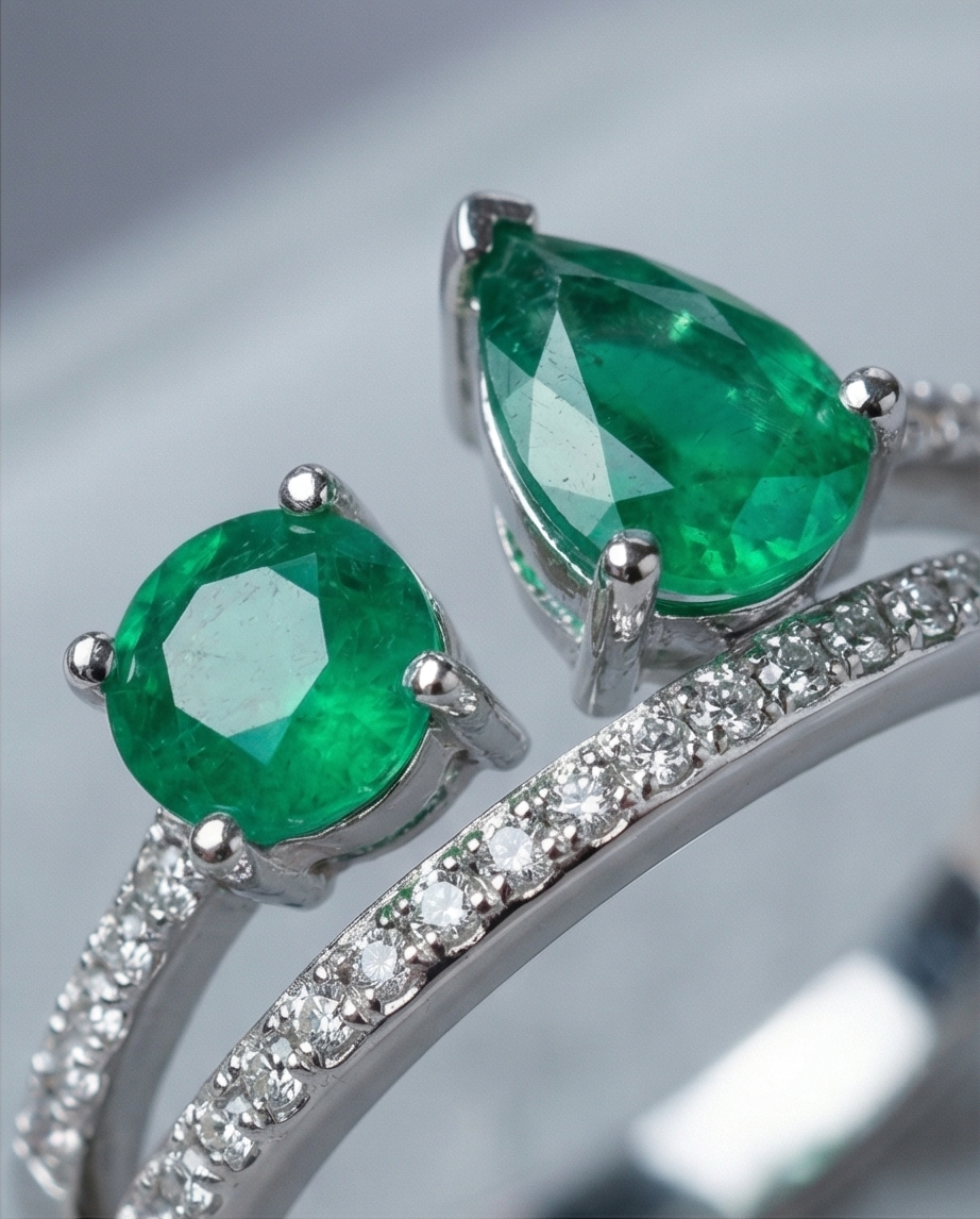 Smaragd Ring i Äkta Silver 925 – Tidlös Elegans
