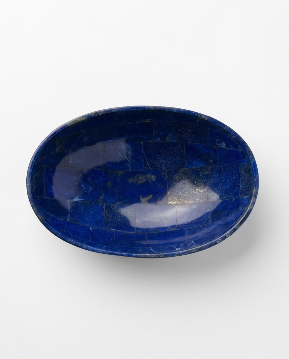 Lapis Azure Ellipse – Handgjord Mosaikskål i Äkta Lapis Lazuli