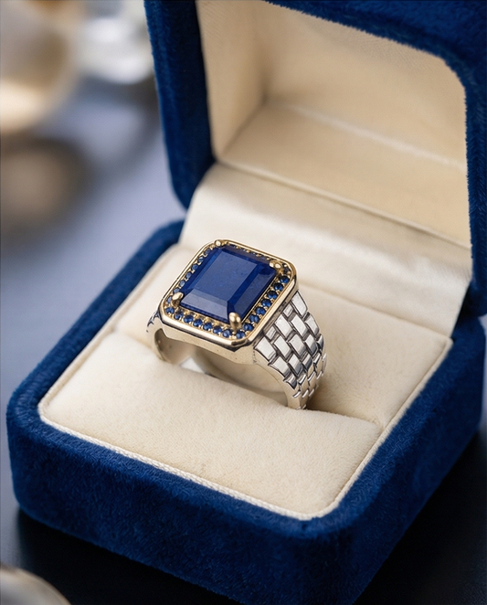 Midnight Lapis Ring – Blå Elegans i 925 Silver