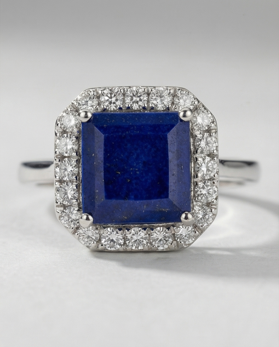 Lapis Regency Square – Exklusivt set i 925 Silver med Emerald-cut Lapis