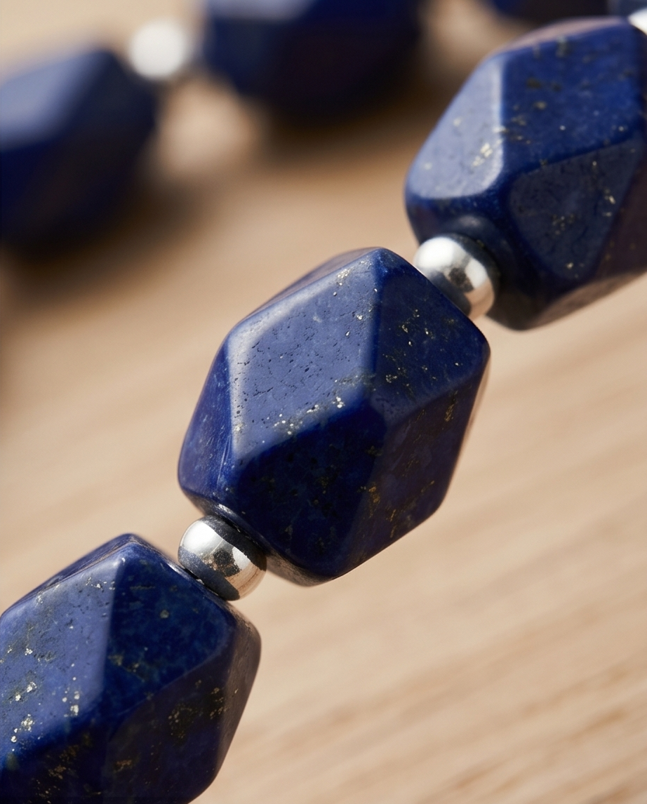 Kratos Lapis – Handgjort Herrarmband i Facetterad Lapis Lazuli