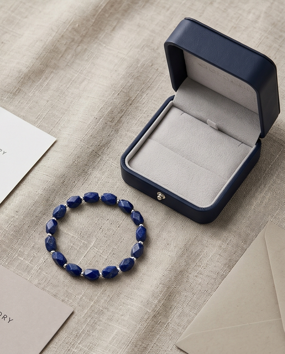 Kratos Lapis – Handgjort Herrarmband i Facetterad Lapis Lazuli