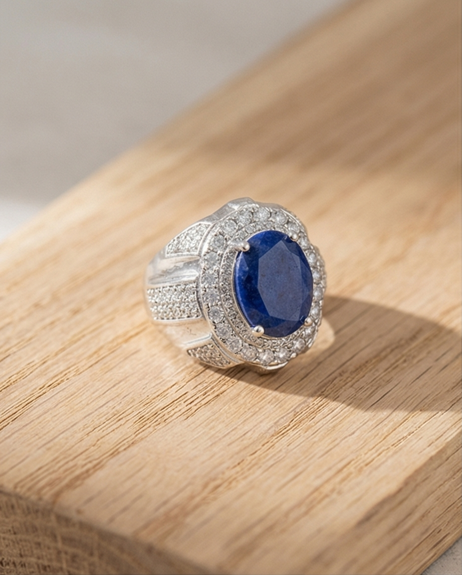 Arctic Lapis Ring i Äkta Silver 925 – Klassisk Elegans med Gnistrande Detaljer