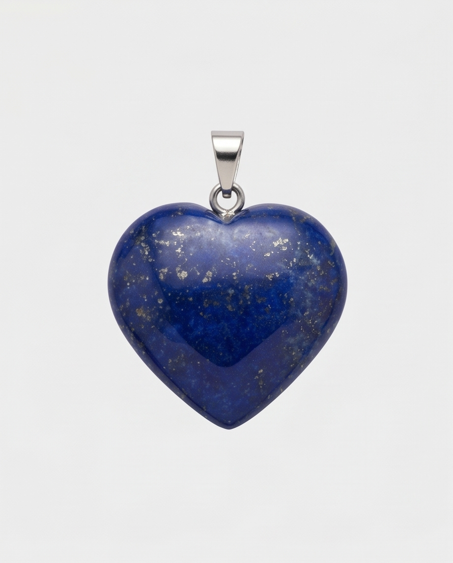 Lapis Azure Heart – Handgjort Hjärtformat Hänge i Äkta Lapis Lazuli & Silver