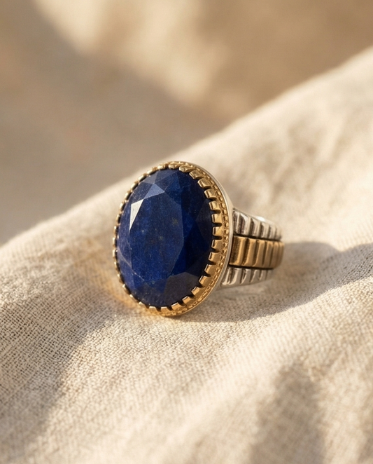 Lapis Orion – Silverring 925 med Fasettslipad Lapis Lazuli