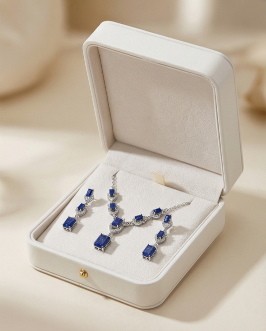 Lapis Lazuli Smyckes set i Äkta Silver – Handgjord Elegans