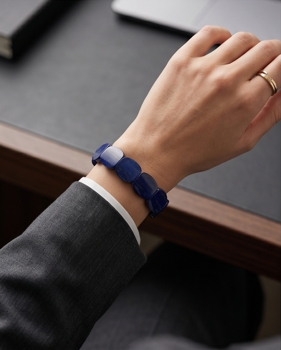 Lapis Azure Block – Handgjort Statement-armband i Polerad Lapis Lazuli