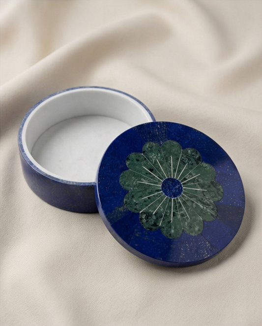 Handgjord Lapis Lazuli Ask – "Midnight Bloom" Edition