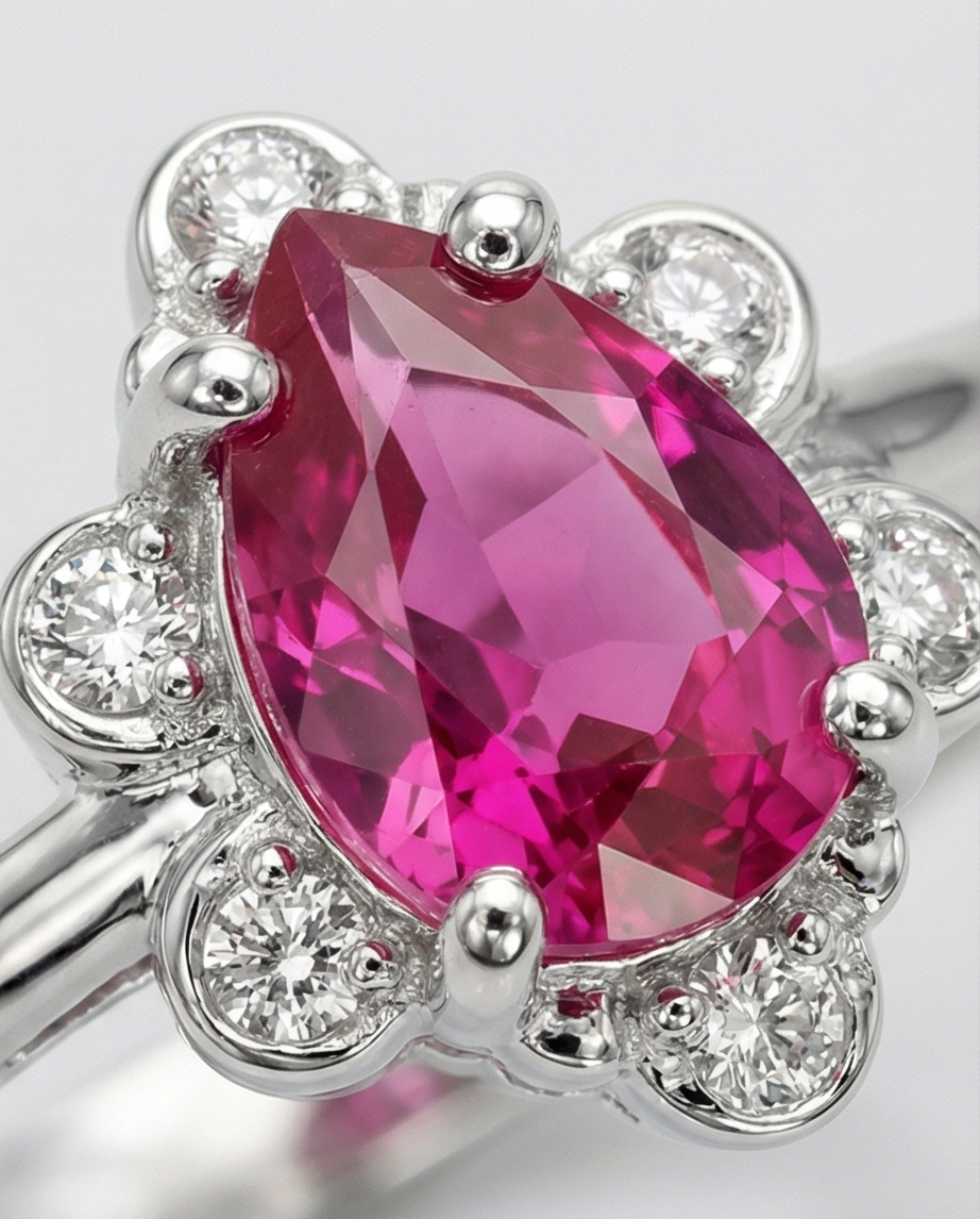 Elysia Rosa – Exklusiv Damring i 925 Silver med Rosa Safir