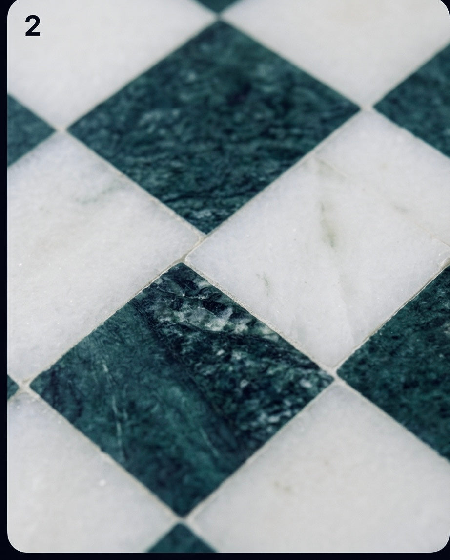 Gryning Schackrutig Förvaringsask i Marmor & Jetsten