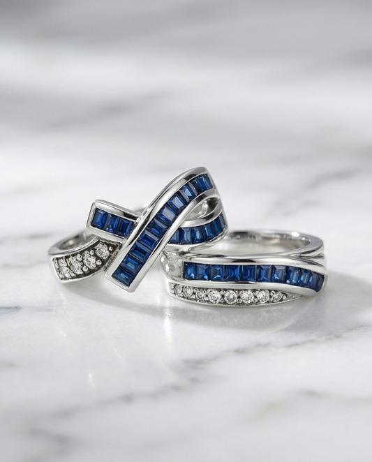 Damring med Blå Safir i Äkta Silver 925