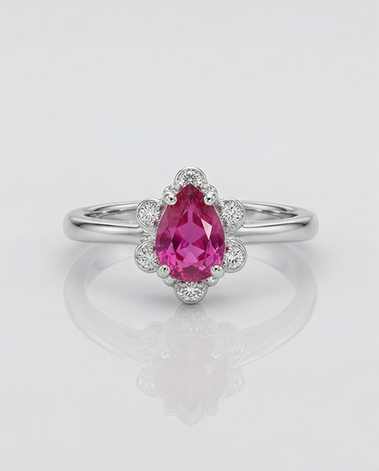 Elysia Rosa – Exklusiv Damring i 925 Silver med Rosa Safir