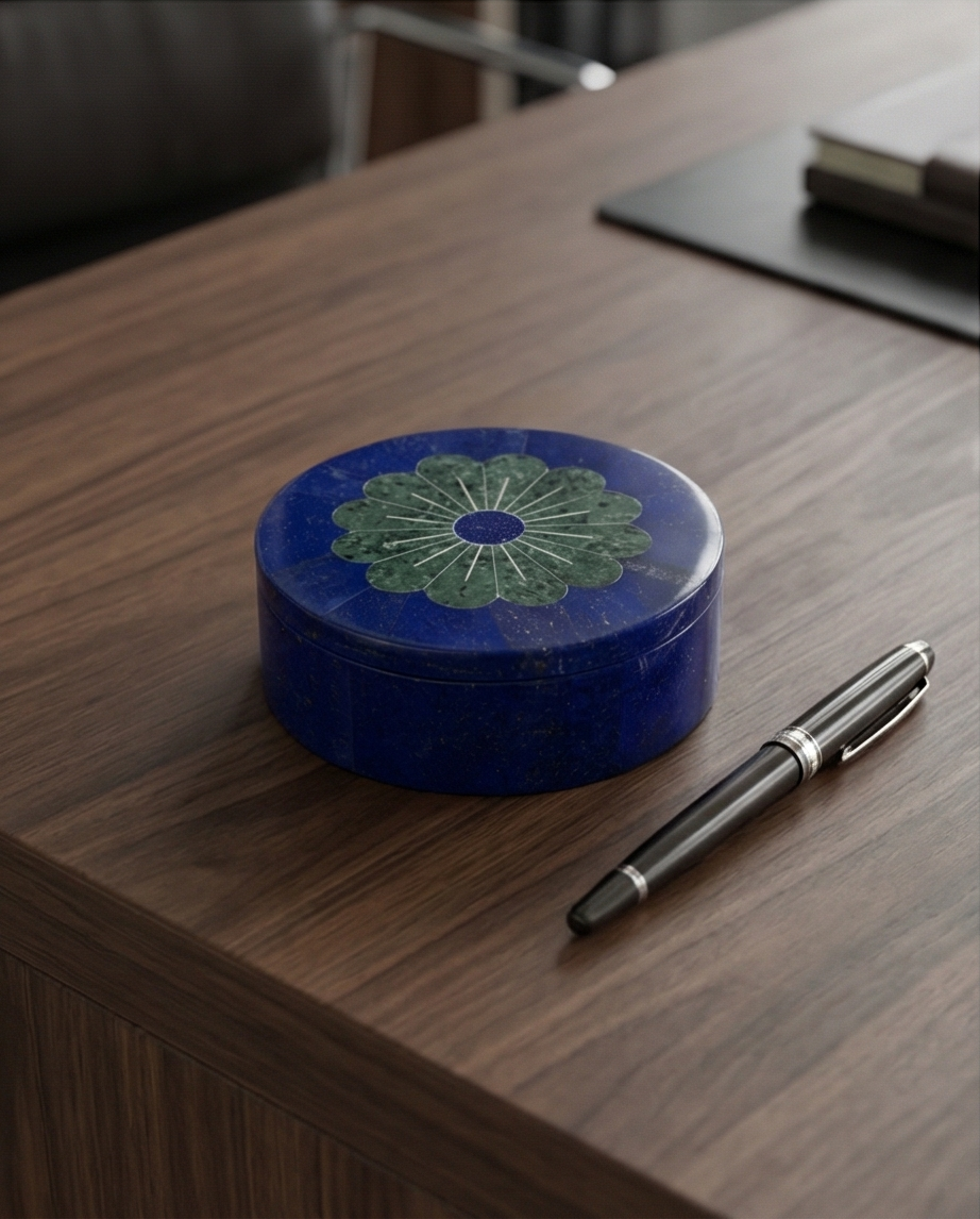 Handgjord Lapis Lazuli Ask – "Midnight Bloom" Edition