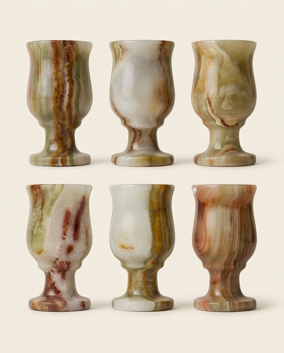 Onyx Wave Shot Glass Set – 6-pack Handgjorda Snapsglas i Vågig Marmor