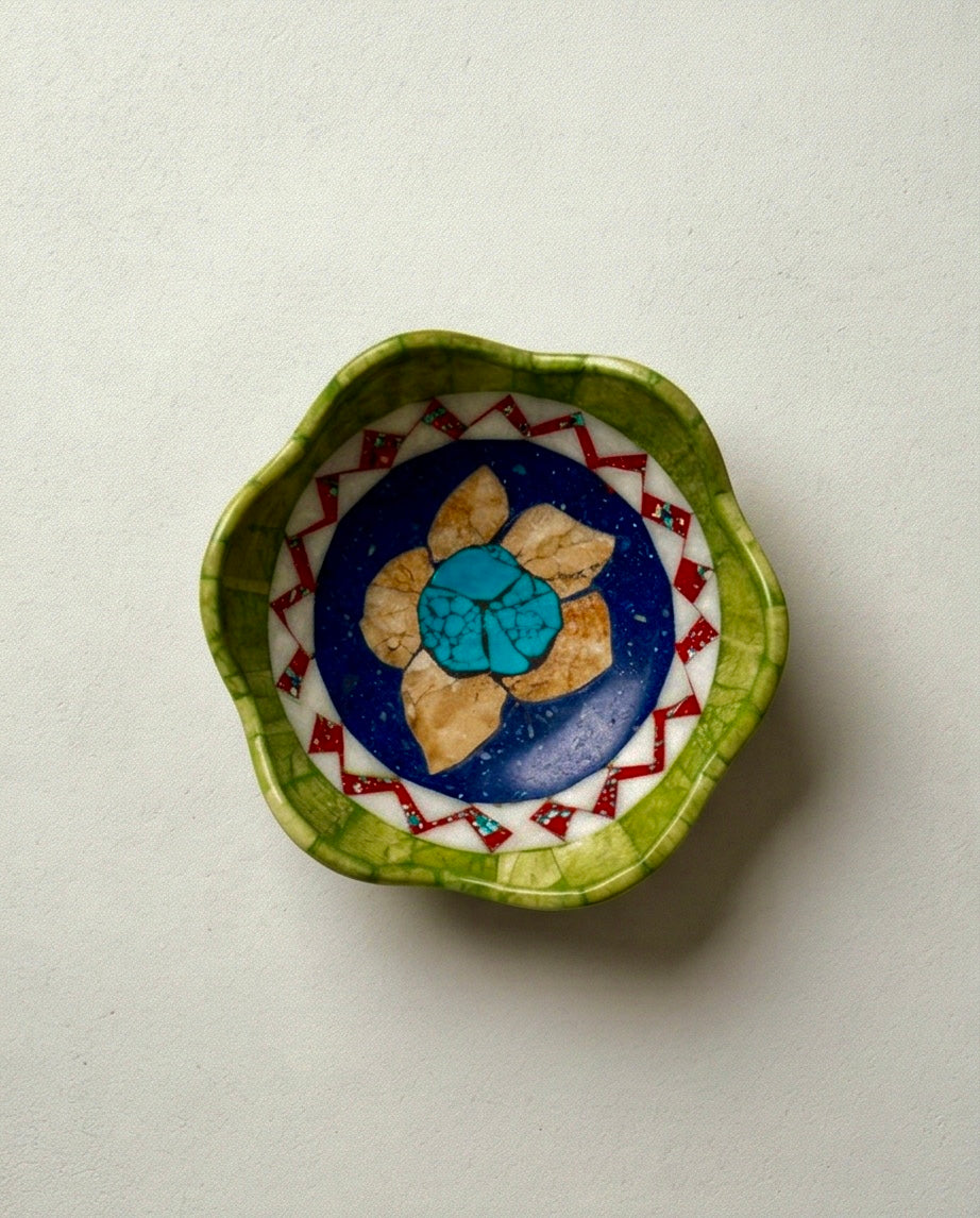 Celestia Mosaic Bowl Handgjord mosaikskål i Lapis Lazuli, Korall & Shah Masood